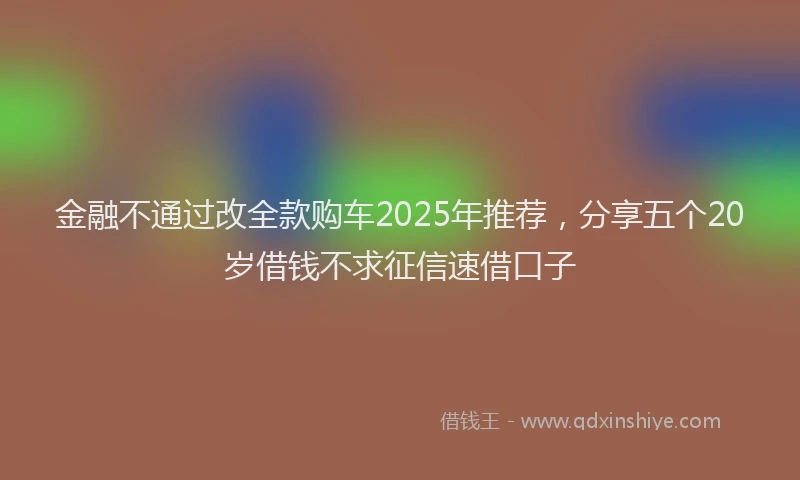 金融不通过改全款购车2025年推荐，分享五个20岁借钱不求征信速借口子