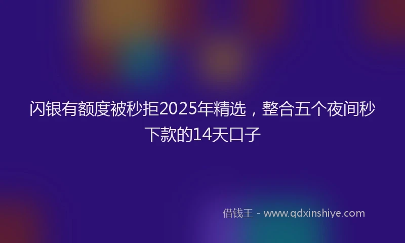 闪银有额度被秒拒2025年精选，整合五个夜间秒下款的14天口子