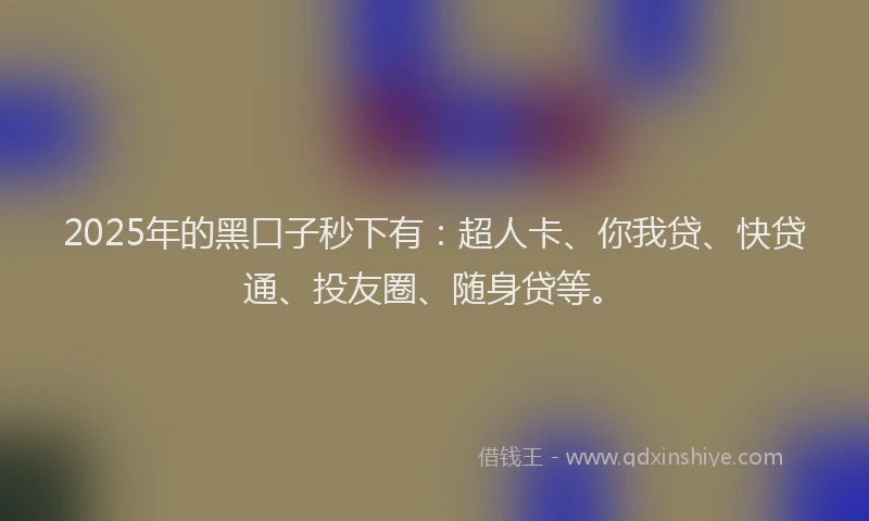2025年的黑口子秒下有：超人卡、你我贷、快贷通、投友圈、随身贷等。