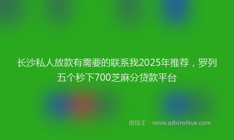 长沙私人放款有需要的联系我2025年推荐，罗列五个秒下700芝麻分贷款平台