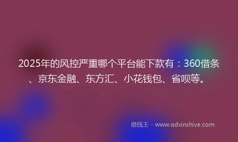 2025年的风控严重哪个平台能下款有：360借条、京东金融、东方汇、小花钱包、省呗等。