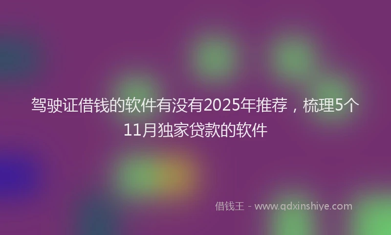 驾驶证借钱的软件有没有2025年推荐，梳理5个11月独家贷款的软件