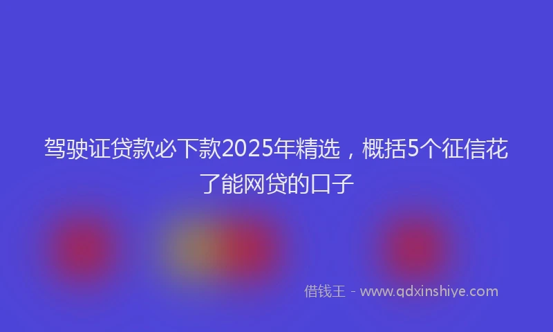 驾驶证贷款必下款2025年精选，概括5个征信花了能网贷的口子