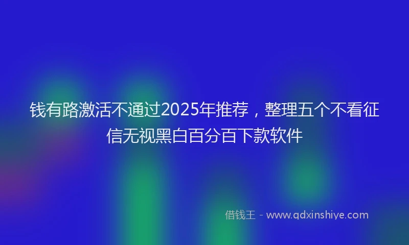 钱有路激活不通过2025年推荐，整理五个不看征信无视黑白百分百下款软件