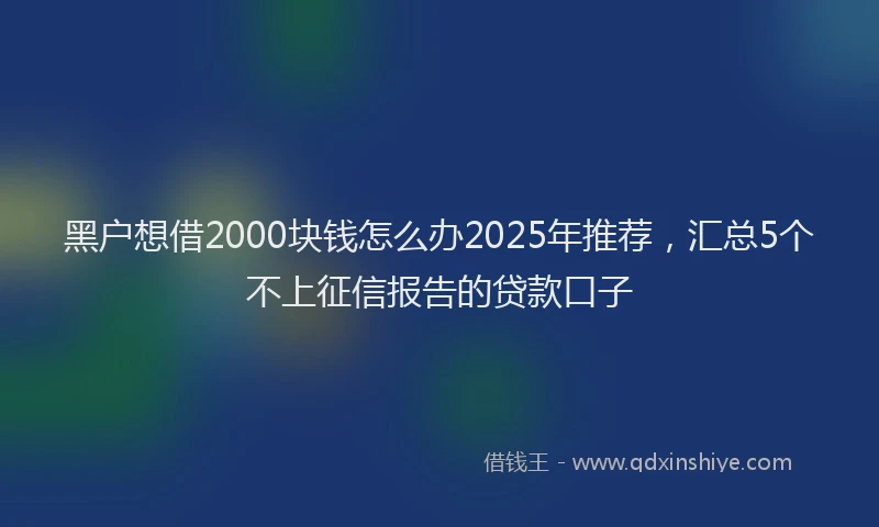 黑户想借2000块钱怎么办2025年推荐，汇总5个不上征信报告的贷款口子