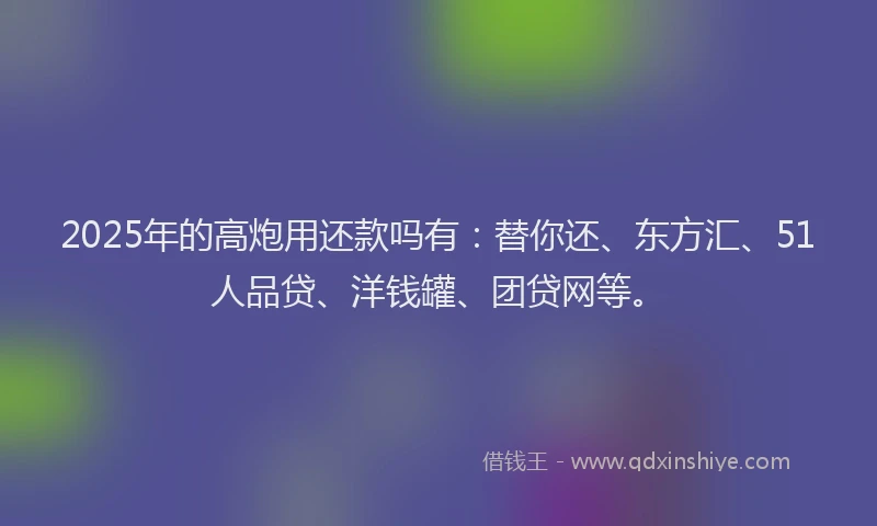 2025年的高炮用还款吗有：替你还、东方汇、51人品贷、洋钱罐、团贷网等。