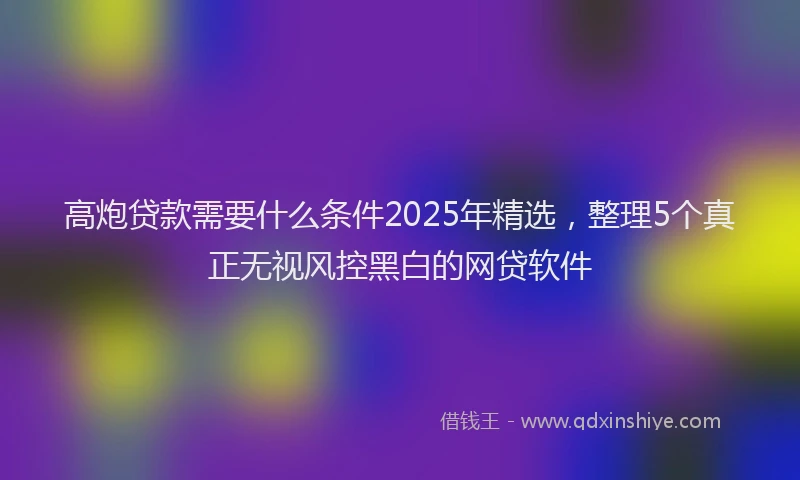 高炮贷款需要什么条件2025年精选，整理5个真正无视风控黑白的网贷软件