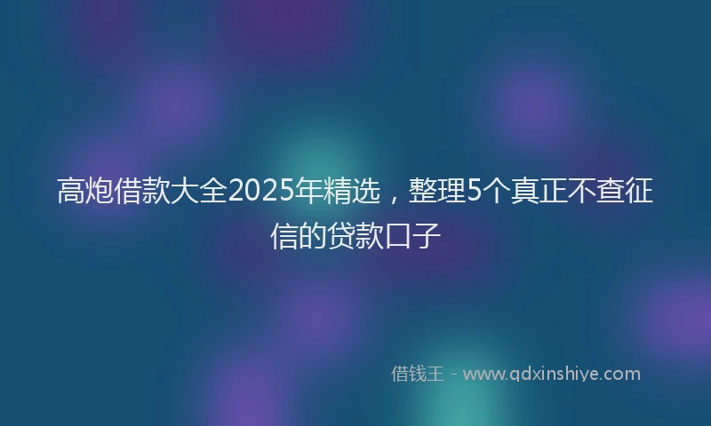 高炮借款大全2025年精选，整理5个真正不查征信的贷款口子
