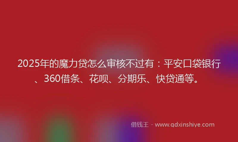 2025年的魔力贷怎么审核不过有：平安口袋银行、360借条、花呗、分期乐、快贷通等。