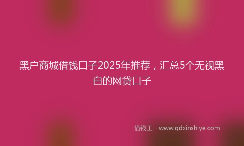 黑户商城借钱口子2025年推荐，汇总5个无视黑白的网贷口子