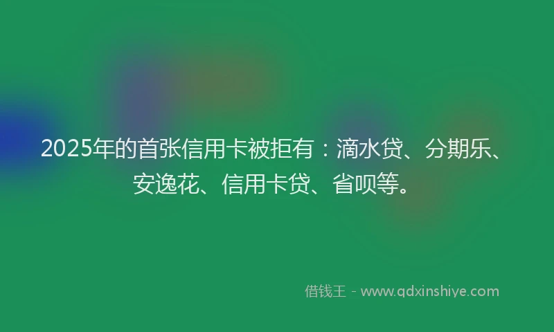 2025年的首张信用卡被拒有：滴水贷、分期乐、安逸花、信用卡贷、省呗等。