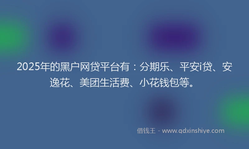2025年的黑户网贷平台有：分期乐、平安i贷、安逸花、美团生活费、小花钱包等。