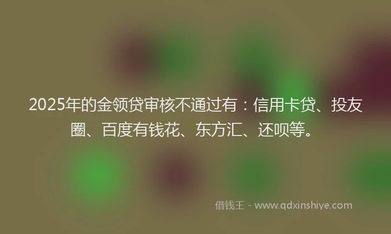 2025年的金领贷审核不通过有：信用卡贷、投友圈、百度有钱花、东方汇、还呗等。