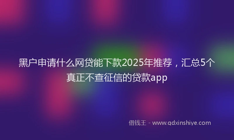黑户申请什么网贷能下款2025年推荐，汇总5个真正不查征信的贷款app