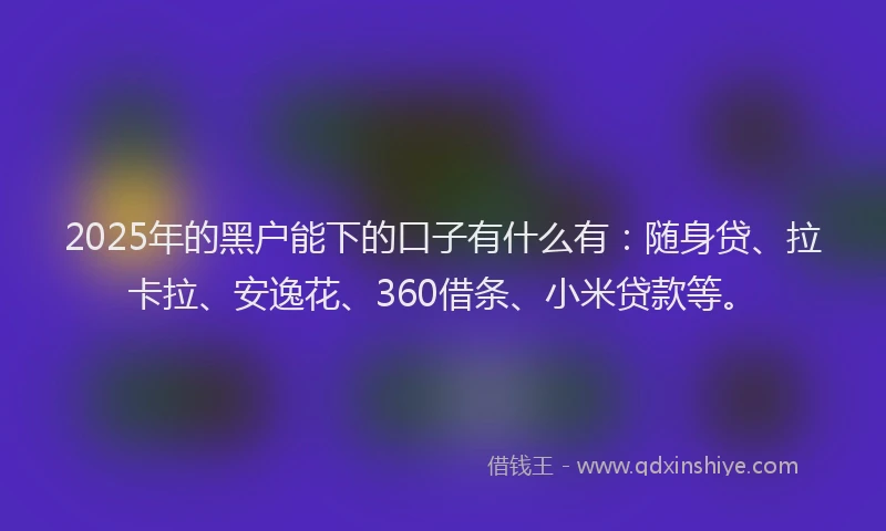 2025年的黑户能下的口子有什么有：随身贷、拉卡拉、安逸花、360借条、小米贷款等。