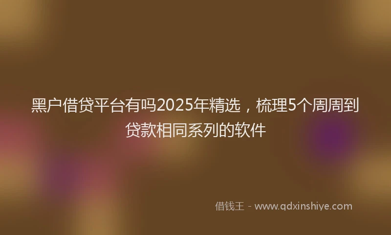 黑户借贷平台有吗2025年精选，梳理5个周周到贷款相同系列的软件