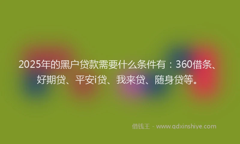 2025年的黑户贷款需要什么条件有：360借条、好期贷、平安i贷、我来贷、随身贷等。