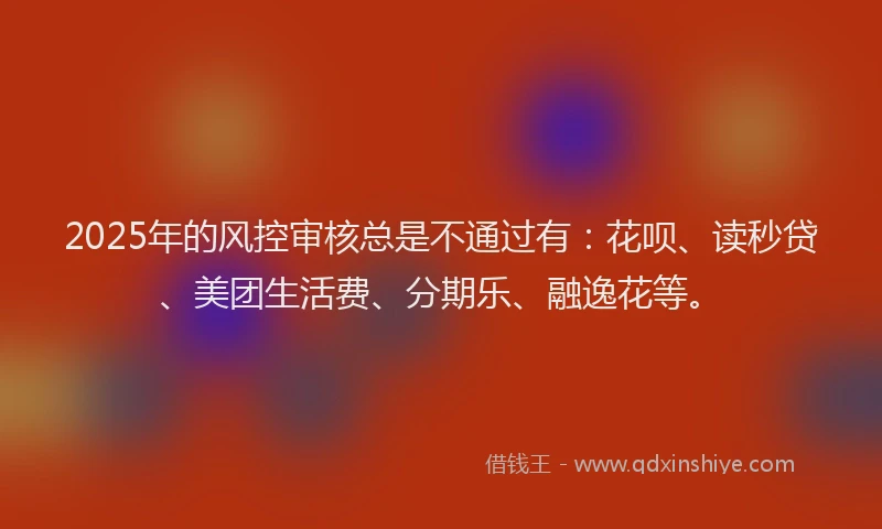 2025年的风控审核总是不通过有：花呗、读秒贷、美团生活费、分期乐、融逸花等。