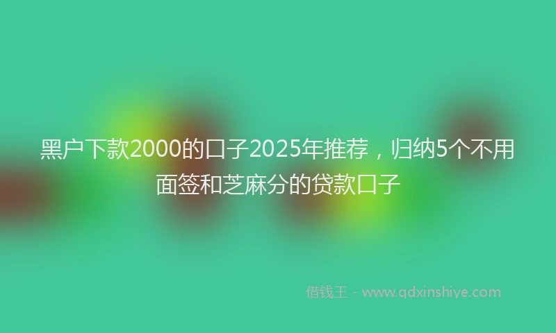 黑户下款2000的口子2025年推荐，归纳5个不用面签和芝麻分的贷款口子