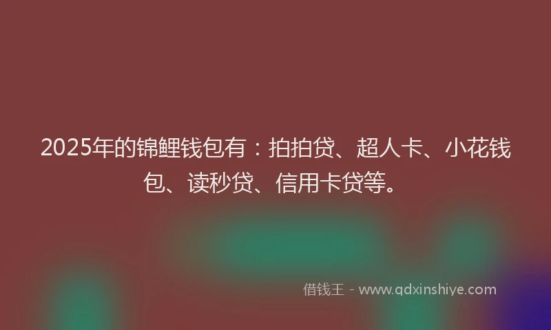 2025年的锦鲤钱包有：拍拍贷、超人卡、小花钱包、读秒贷、信用卡贷等。