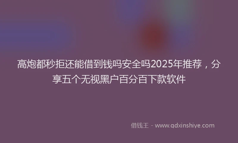 高炮都秒拒还能借到钱吗安全吗2025年推荐，分享五个无视黑户百分百下款软件