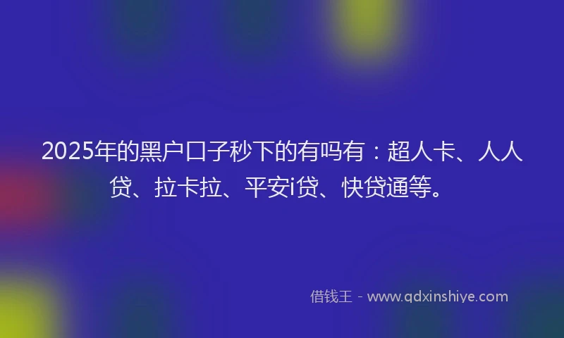 2025年的黑户口子秒下的有吗有：超人卡、人人贷、拉卡拉、平安i贷、快贷通等。