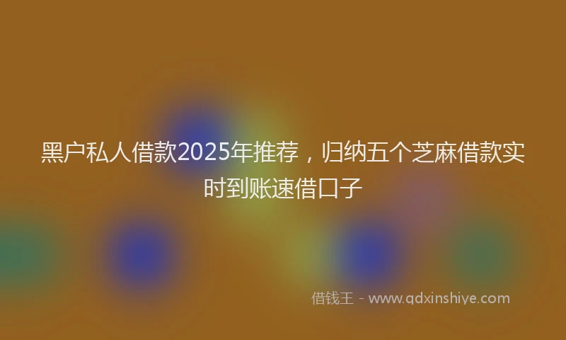 黑户私人借款2025年推荐，归纳五个芝麻借款实时到账速借口子