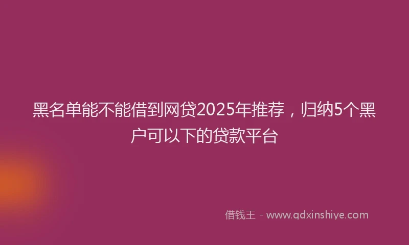 黑名单能不能借到网贷2025年推荐，归纳5个黑户可以下的贷款平台