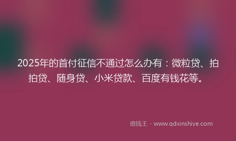 2025年的首付征信不通过怎么办有：微粒贷、拍拍贷、随身贷、小米贷款、百度有钱花等。