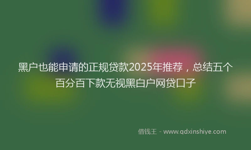 黑户也能申请的正规贷款2025年推荐，总结五个百分百下款无视黑白户网贷口子