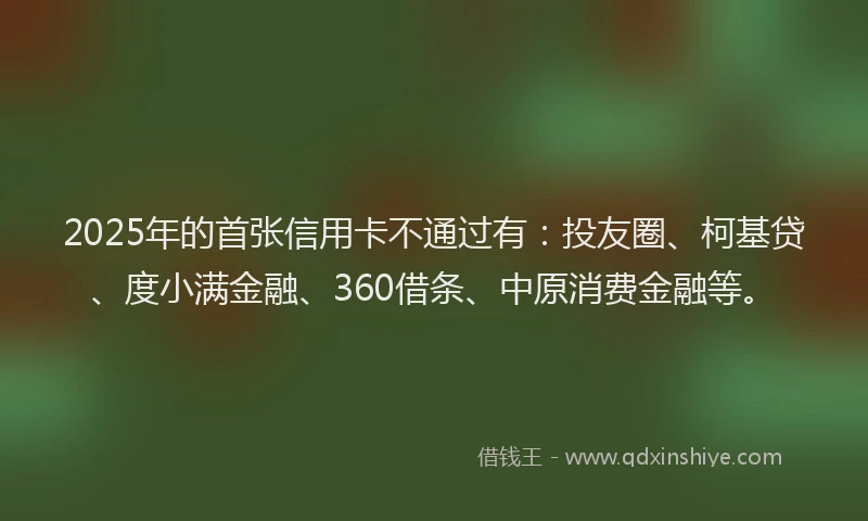 2025年的首张信用卡不通过有：投友圈、柯基贷、度小满金融、360借条、中原消费金融等。