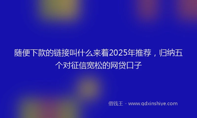 随便下款的链接叫什么来着2025年推荐，归纳五个对征信宽松的网贷口子