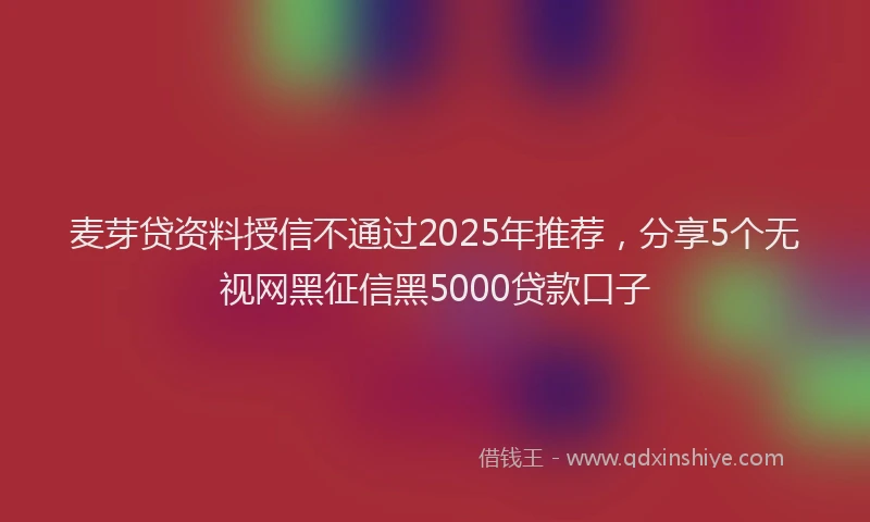 麦芽贷资料授信不通过2025年推荐，分享5个无视网黑征信黑5000贷款口子