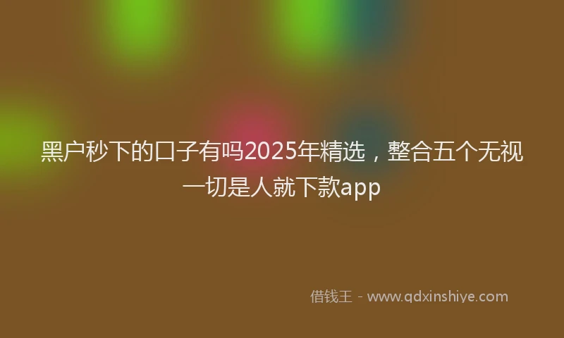 黑户秒下的口子有吗2025年精选，整合五个无视一切是人就下款app