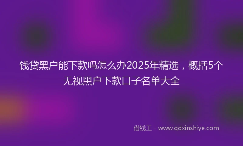 钱贷黑户能下款吗怎么办2025年精选，概括5个无视黑户下款口子名单大全