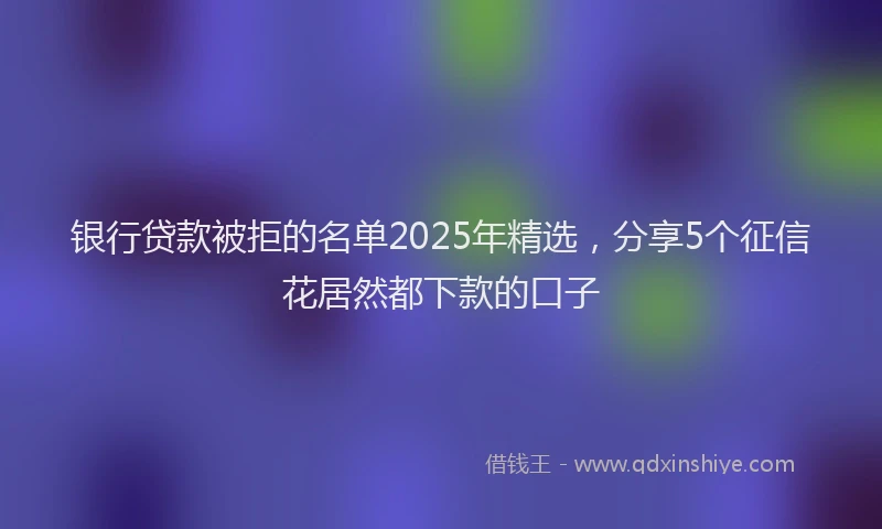 银行贷款被拒的名单2025年精选，分享5个征信花居然都下款的口子