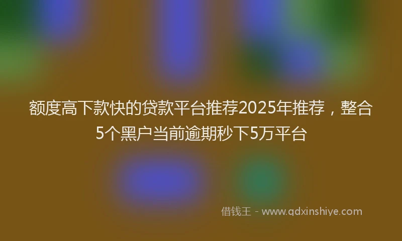 额度高下款快的贷款平台推荐2025年推荐，整合5个黑户当前逾期秒下5万平台