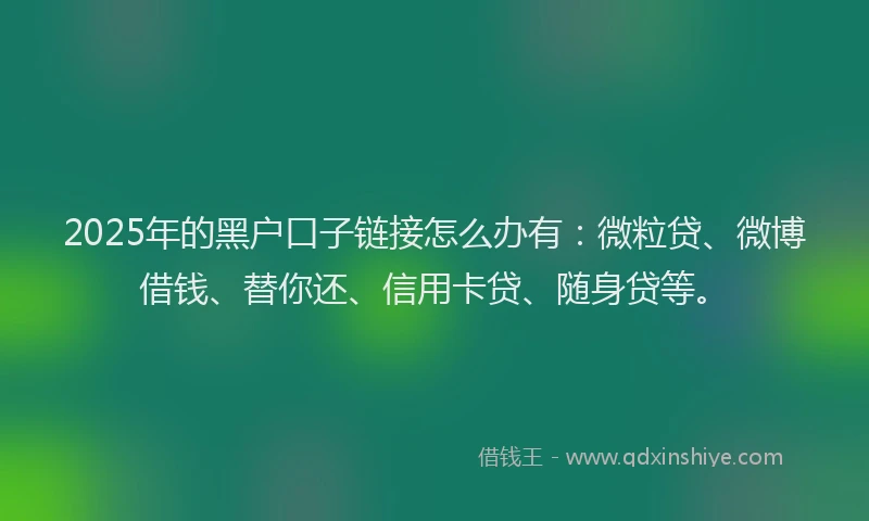 2025年的黑户口子链接怎么办有：微粒贷、微博借钱、替你还、信用卡贷、随身贷等。