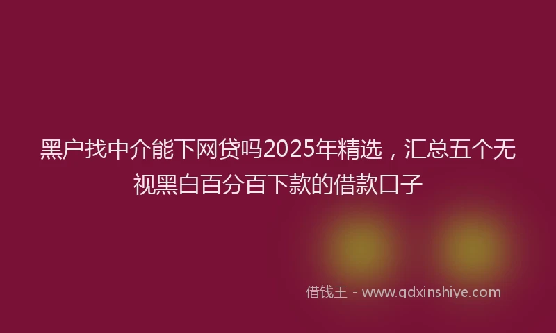 黑户找中介能下网贷吗2025年精选，汇总五个无视黑白百分百下款的借款口子