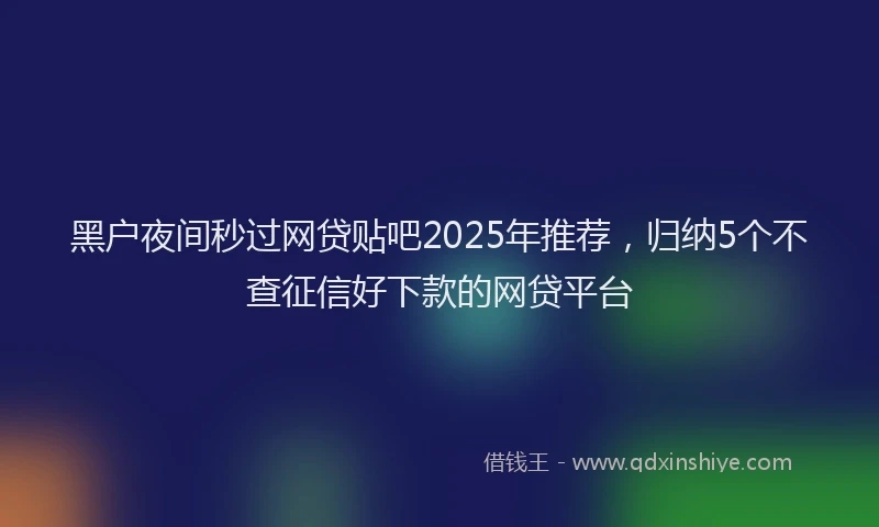黑户夜间秒过网贷贴吧2025年推荐，归纳5个不查征信好下款的网贷平台