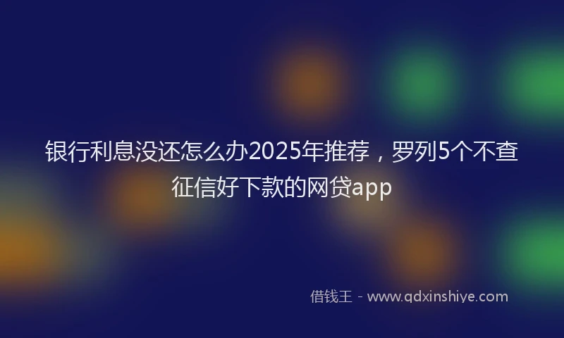 银行利息没还怎么办2025年推荐，罗列5个不查征信好下款的网贷app