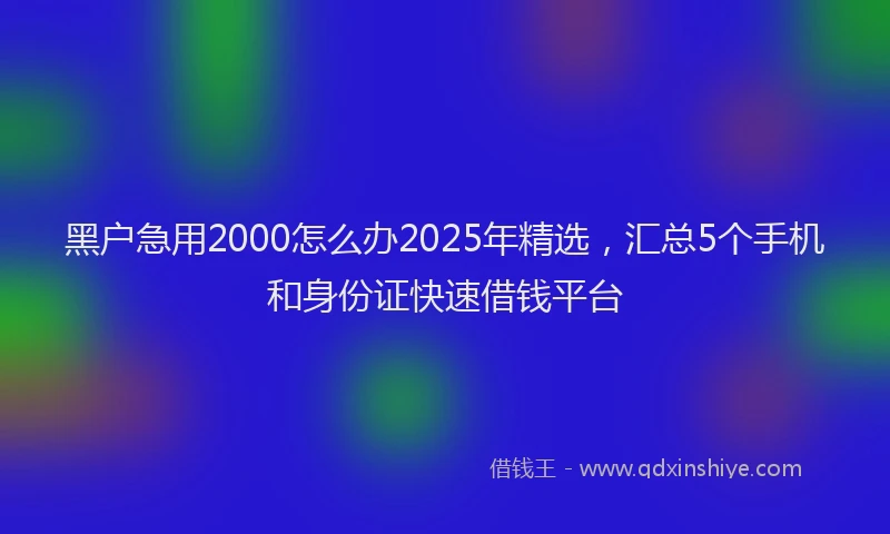 黑户急用2000怎么办2025年精选，汇总5个手机和身份证快速借钱平台