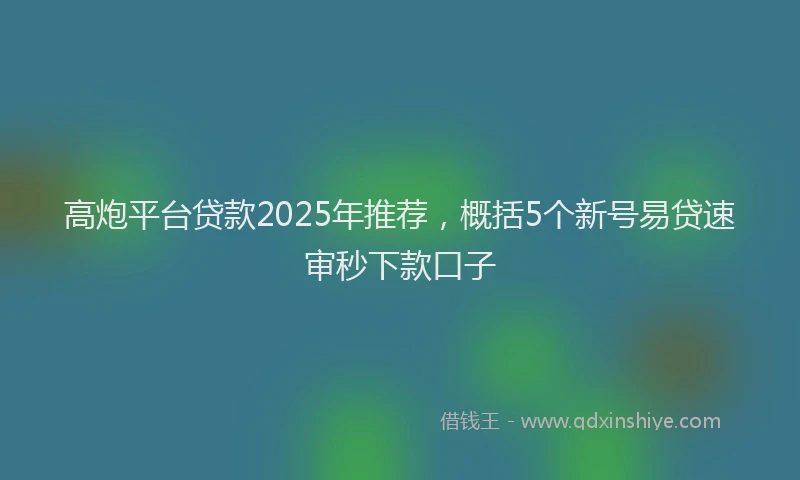高炮平台贷款2025年推荐，概括5个新号易贷速审秒下款口子