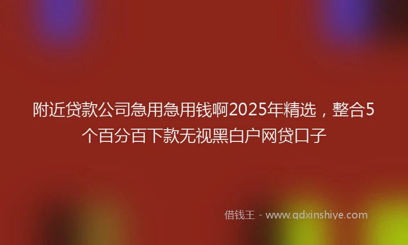 附近贷款公司急用急用钱啊2025年精选，整合5个百分百下款无视黑白户网贷口子