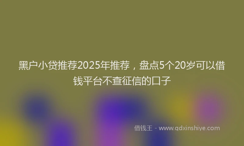 黑户小贷推荐2025年推荐，盘点5个20岁可以借钱平台不查征信的口子