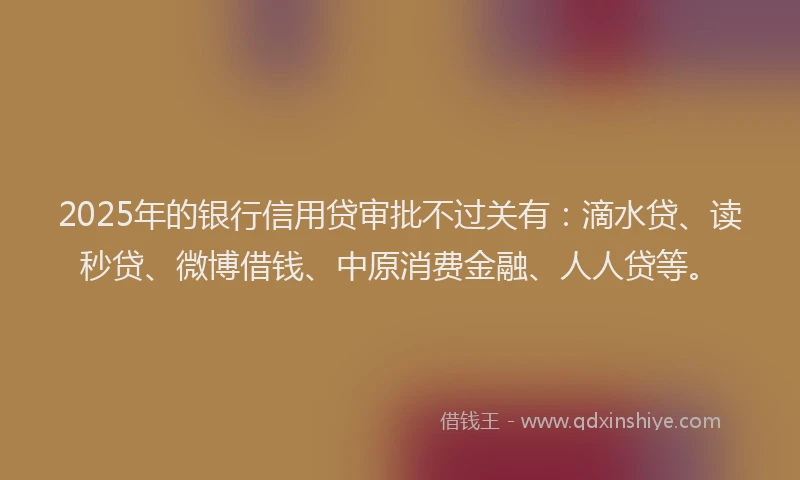 2025年的银行信用贷审批不过关有：滴水贷、读秒贷、微博借钱、中原消费金融、人人贷等。