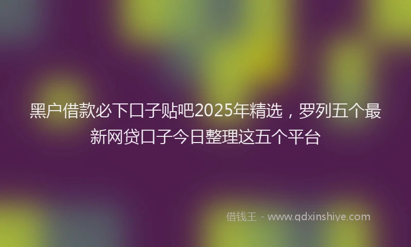 黑户借款必下口子贴吧2025年精选，罗列五个最新网贷口子今日整理这五个平台