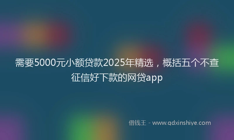 需要5000元小额贷款2025年精选，概括五个不查征信好下款的网贷app