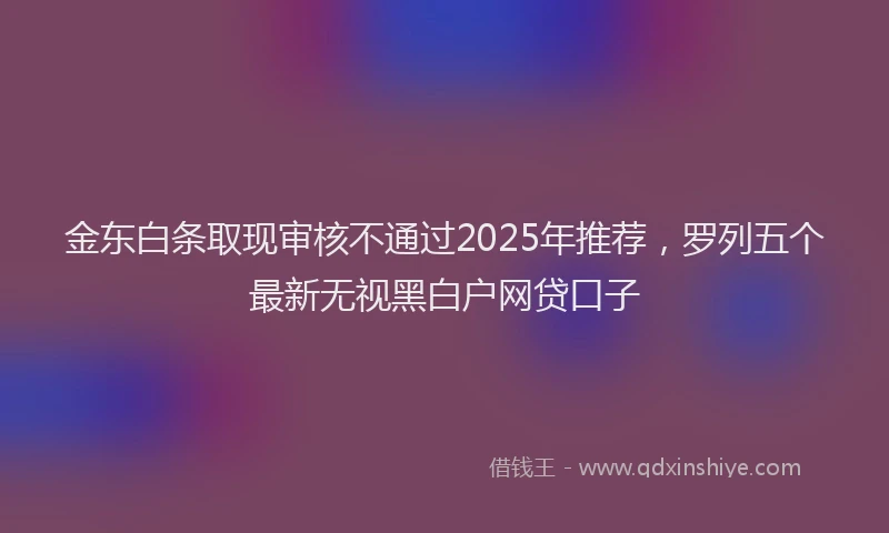 金东白条取现审核不通过2025年推荐，罗列五个最新无视黑白户网贷口子