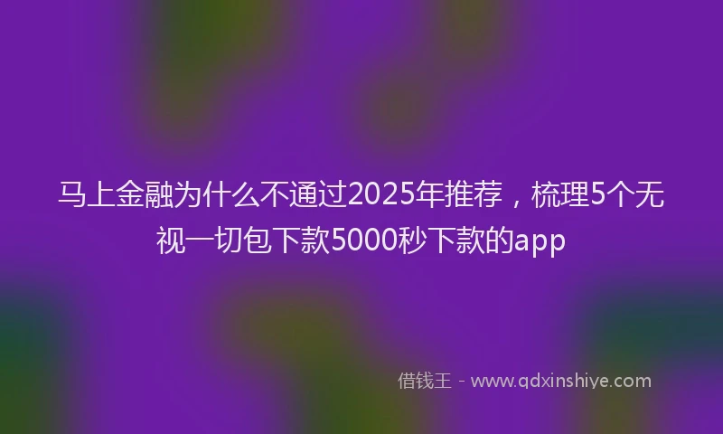马上金融为什么不通过2025年推荐，梳理5个无视一切包下款5000秒下款的app